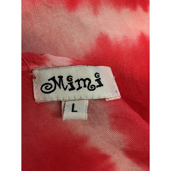 Mimi Shirt Womens Large Red White Tie Dye Cami Tassel Fringe Handkerchief Boho - Picture 8 of 10